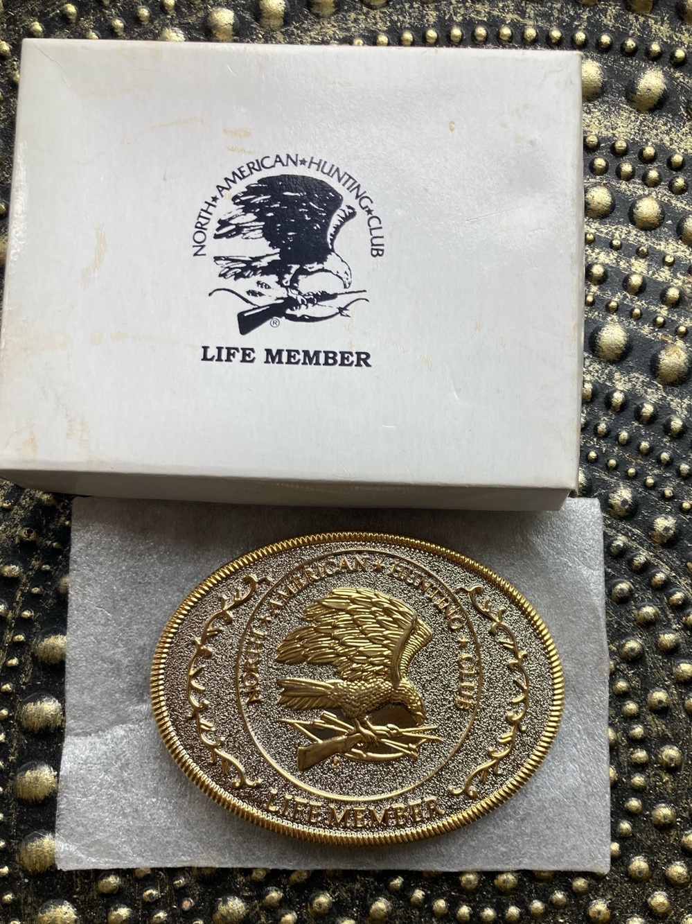 **NEW**North American Hunting Club Life Member Belt Buckle Eagle. With box